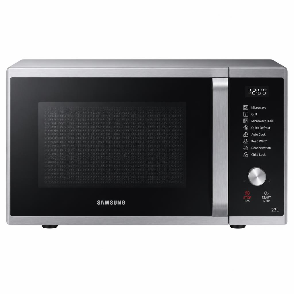 Horno Microondas sin dorador 23 L Acero Inoxidable — imagen oficial de Samsung Perú